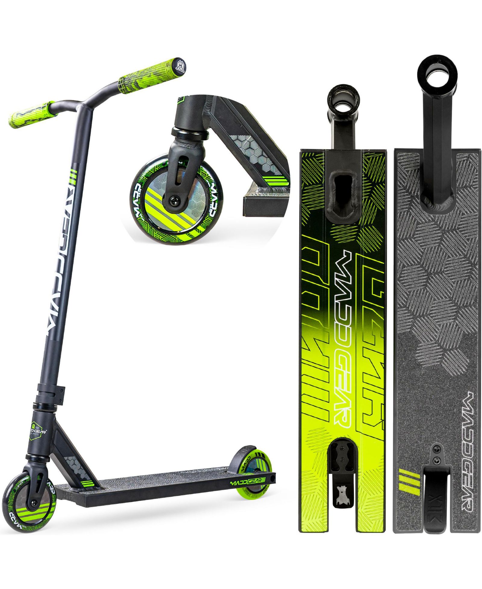 Pro Stunt Scooter for Kids Ages 8 - 12 - Lightweight Durable Trick Scooter for Skatepark and Street - Madd Gear MG3 - Green