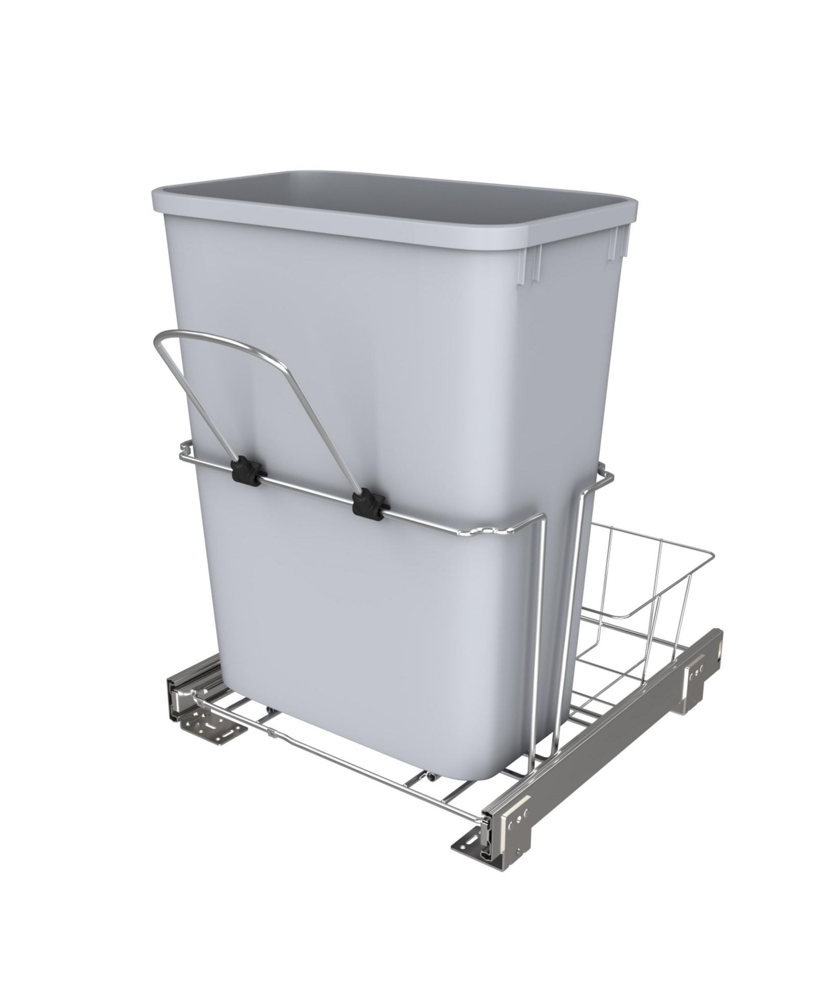Rev-A-Shelf 32 qt. Universal Waste Container with Rear Basket, RUKD-1432RB-1