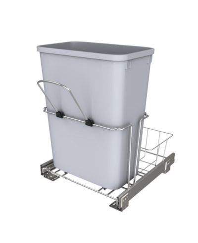 Rev-A-Shelf 32 qt. Universal Waste Container with Rear Basket, RUKD-1432RB-1