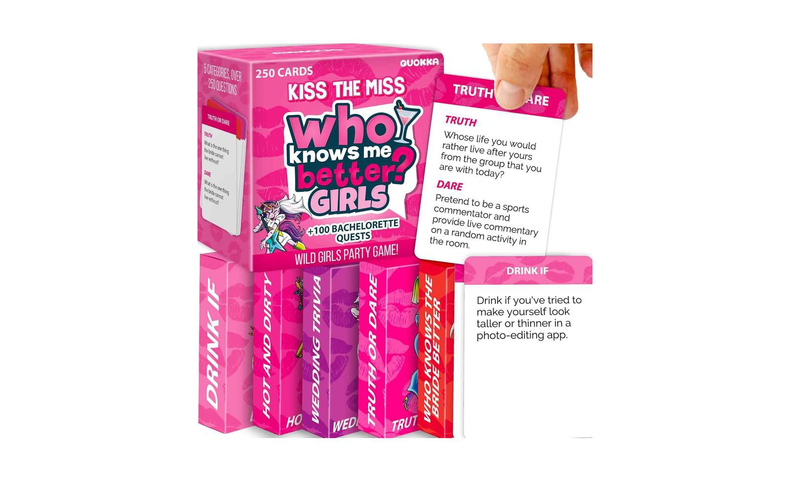 Карточная игра Quokka Kiss The Miss для девичника, 250 карт, возраст 21+