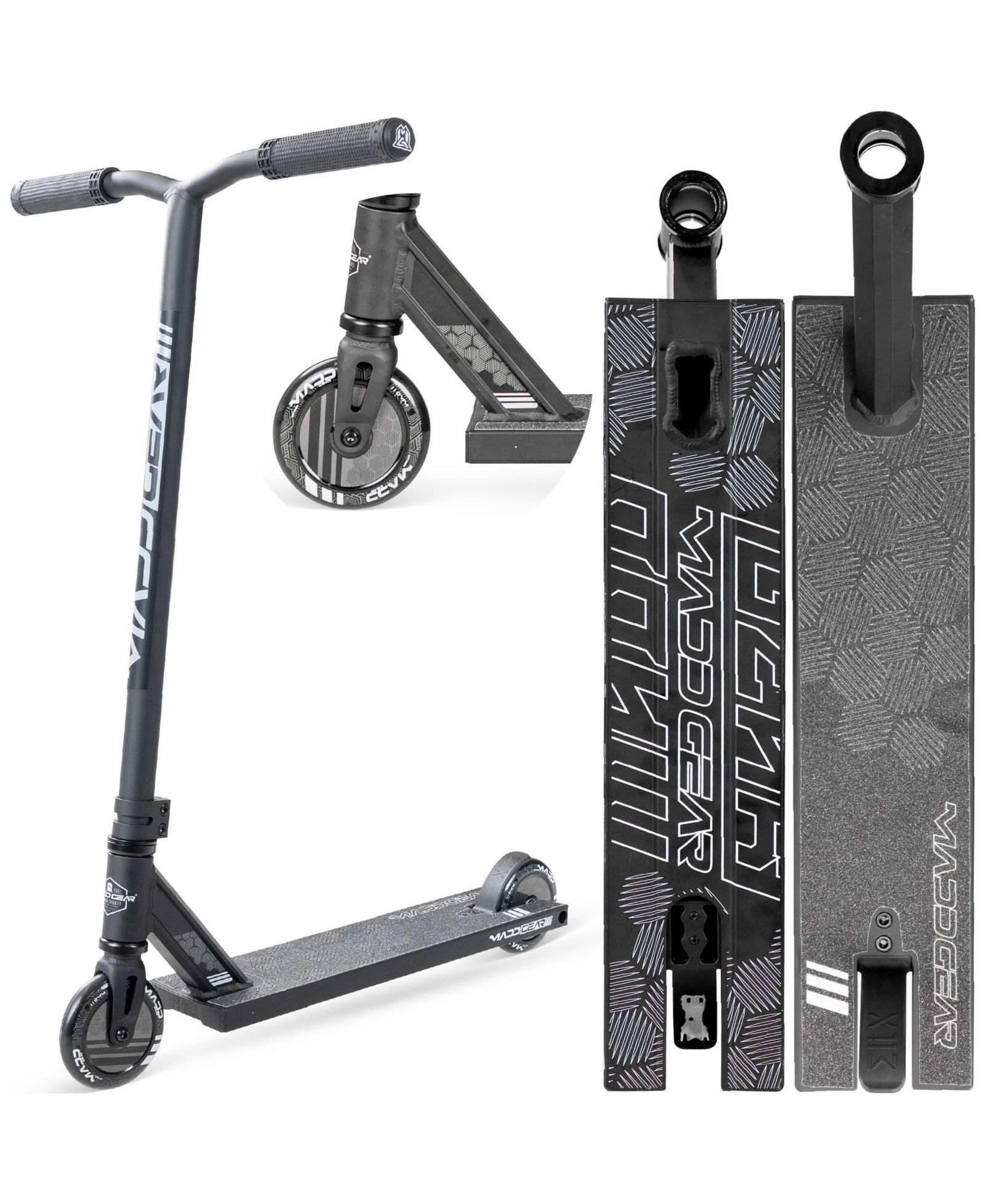 Pro Stunt Scooter for Kids Ages 8 - 12 - Lightweight Durable Trick Scooter for Skatepark and Street - Madd Gear MG3 - Black