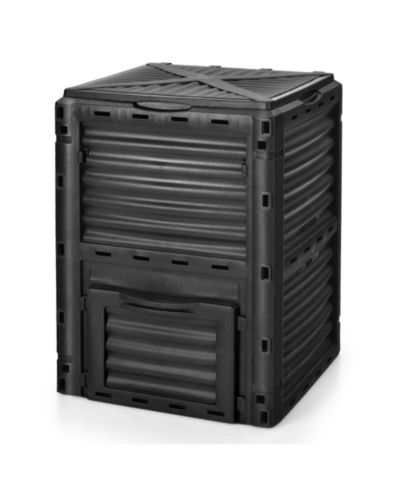 Ecooso 23.5" x 23" x 32" 80-Gallon Outdoor Composter with Large Openable Lid and Bottom Exit Door