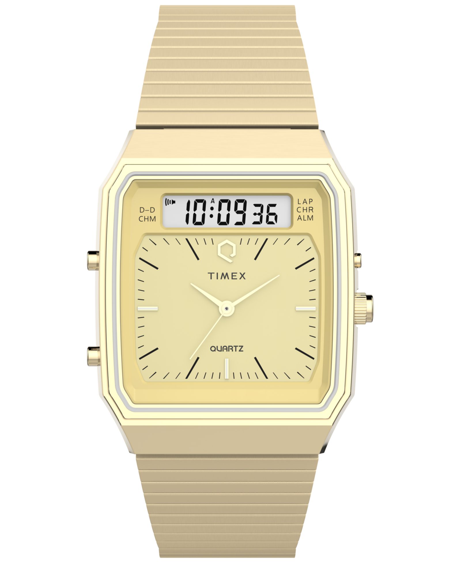 Мужские часы Timex Quartz Analog Digital Gold-Tone Stainless Steel, 33mm