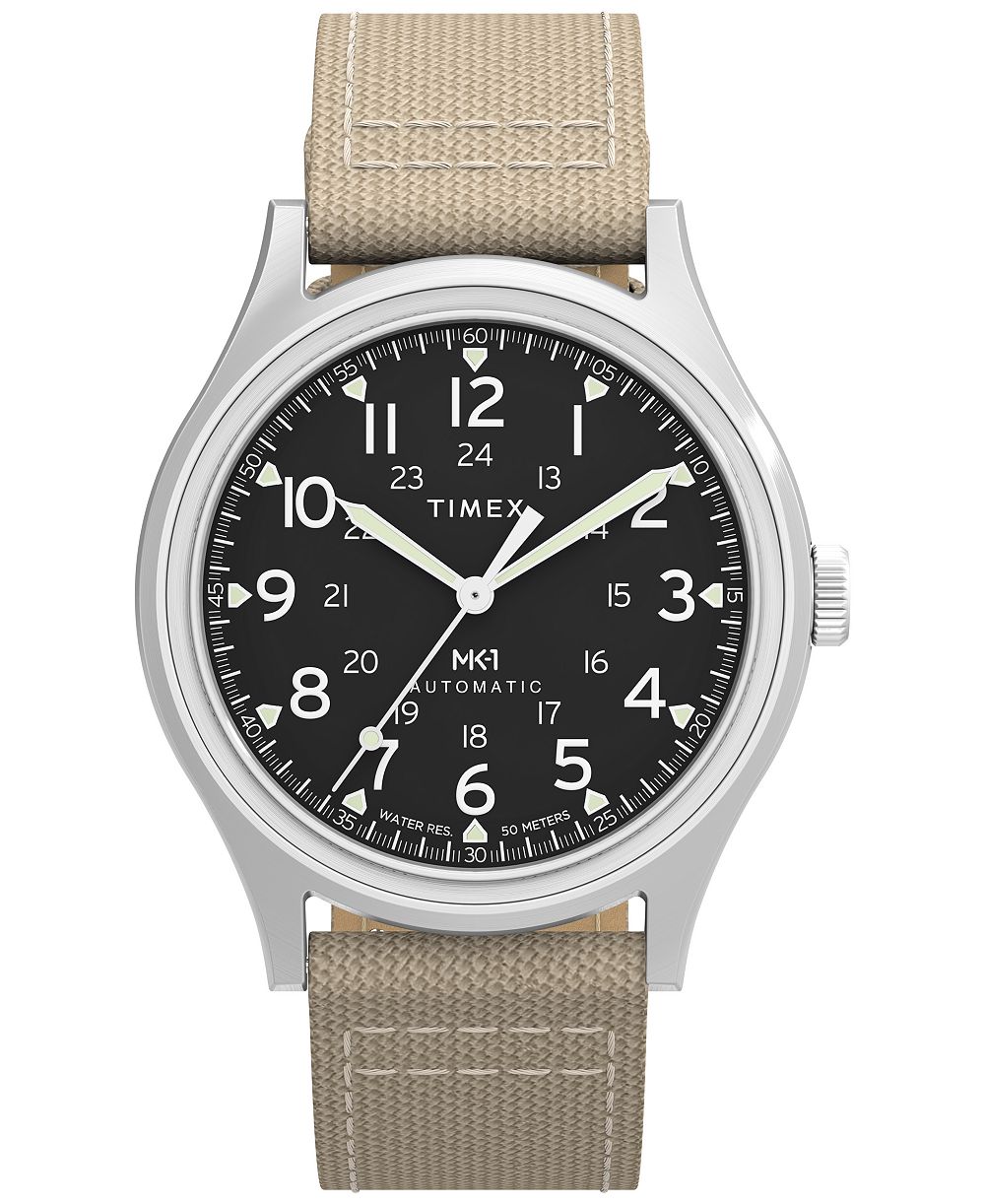 Механические автоматические часы Timex для мужчин с циферблатом цвета тан и нейлоновым ремешком, 40 мм