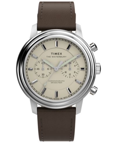 Timex Men's Chronograph Brown Leather Watch, 41mm