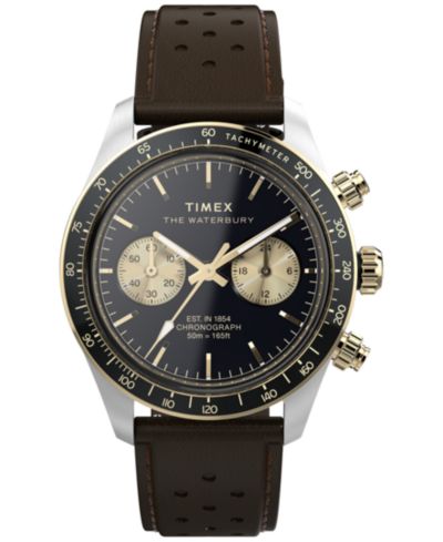 Мужские кварцевые аналоговые часы Timex Brown Leather 39mm