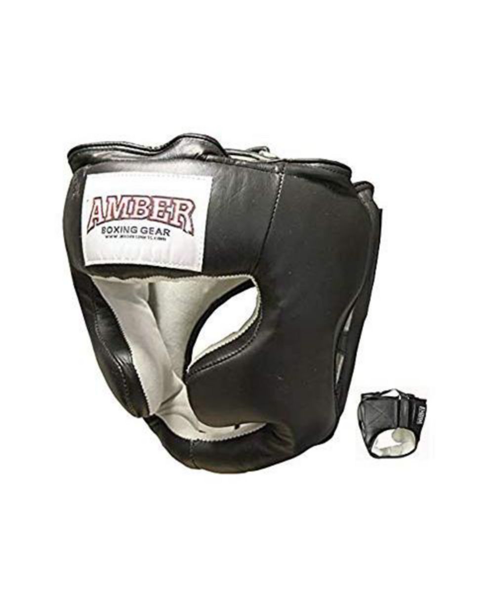 Amber Fight Gear Professional LeatherBoxing Headgear for Training Sparring Kickboxing, MMA, Muay Thai Headgear (Medium)