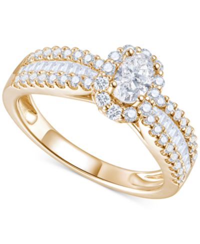 Помолвочное кольцо с бриллиантом Diamond Oval Halo Three Row в 14k Yellow or White Gold