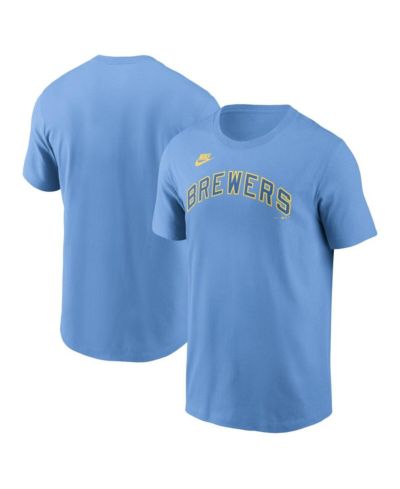 Nike Men's Powder Blue Milwaukee Brewers Cooperstown Wordmark T-Shirt