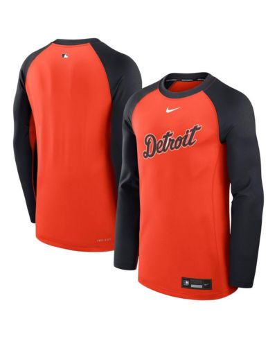 Nike Men's Orange/Navy Detroit Tigers Authentic Collection Game Time Raglan Performance Long Sleeve T-Shirt
