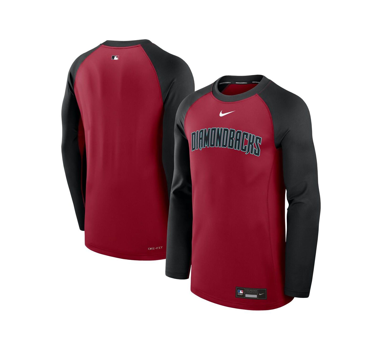 Мужская футболка Nike Red/Black Arizona Diamondbacks Authentic Collection Game Time Raglan Performance Long Sleeve
