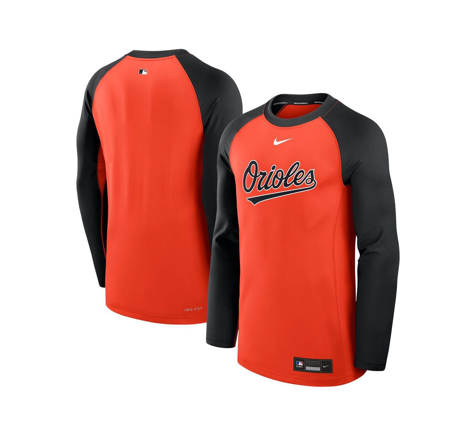 Мужская футболка Nike Baltimore Orioles Authentic Collection, оранжево-черная, с длинным рукавом