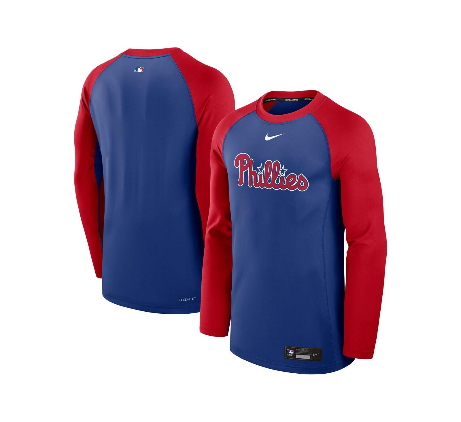 Мужская футболка Nike Philadelphia Phillies Authentic Collection Game Time Raglan Performance Long Sleeve, Royal/Red