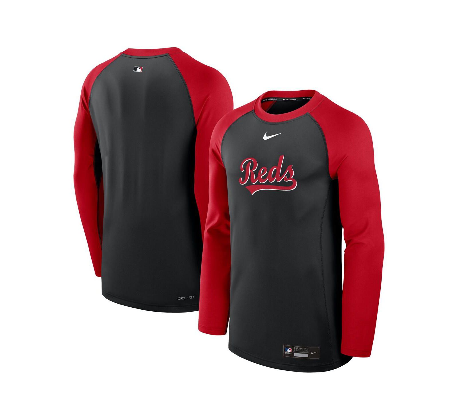 Мужская футболка Nike Black/Red Cincinnati Reds Authentic Collection Performance Long Sleeve