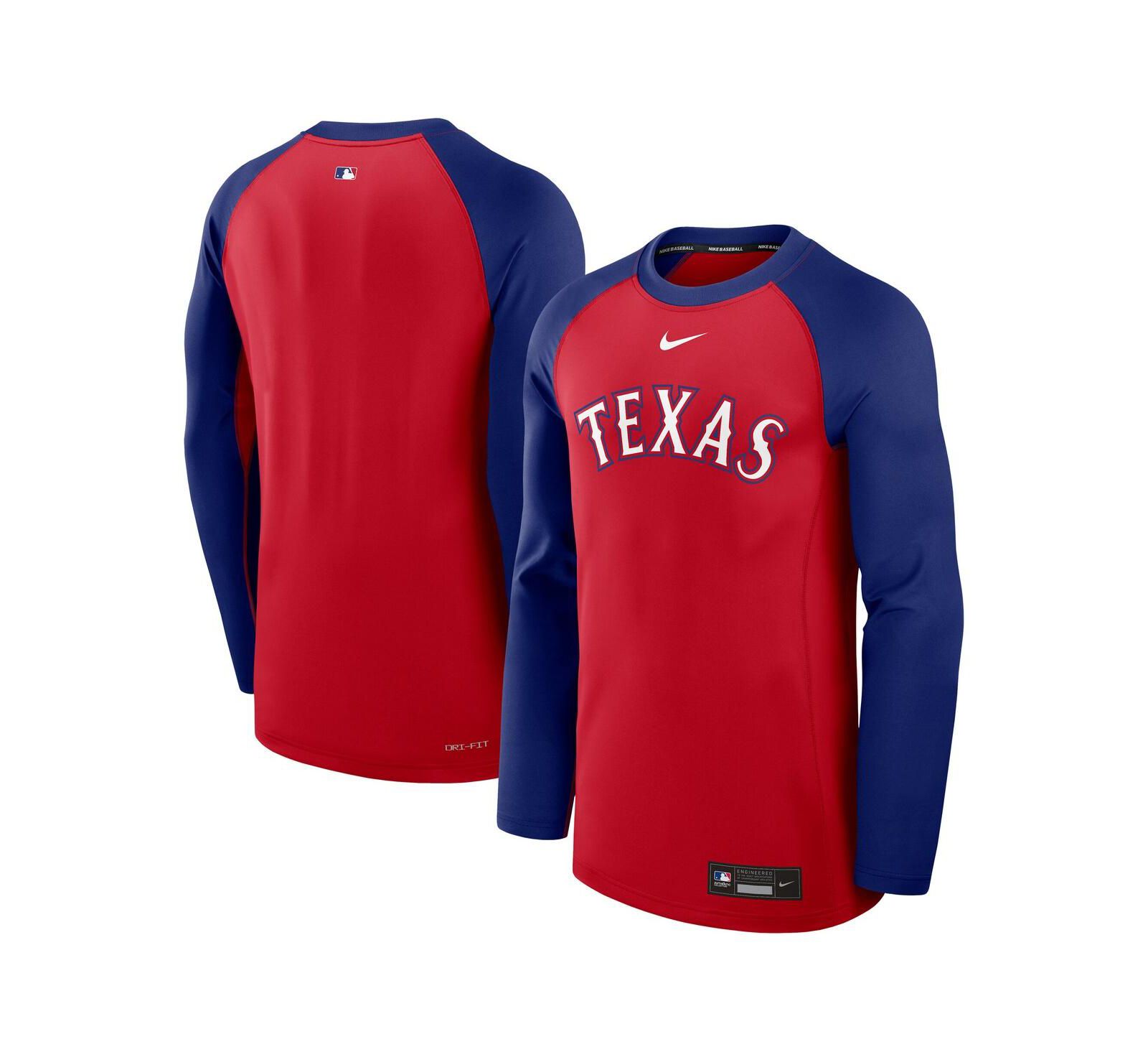 Nike Мужская спортивная футболка Raglan Long Sleeve Texas Rangers Authentic Collection