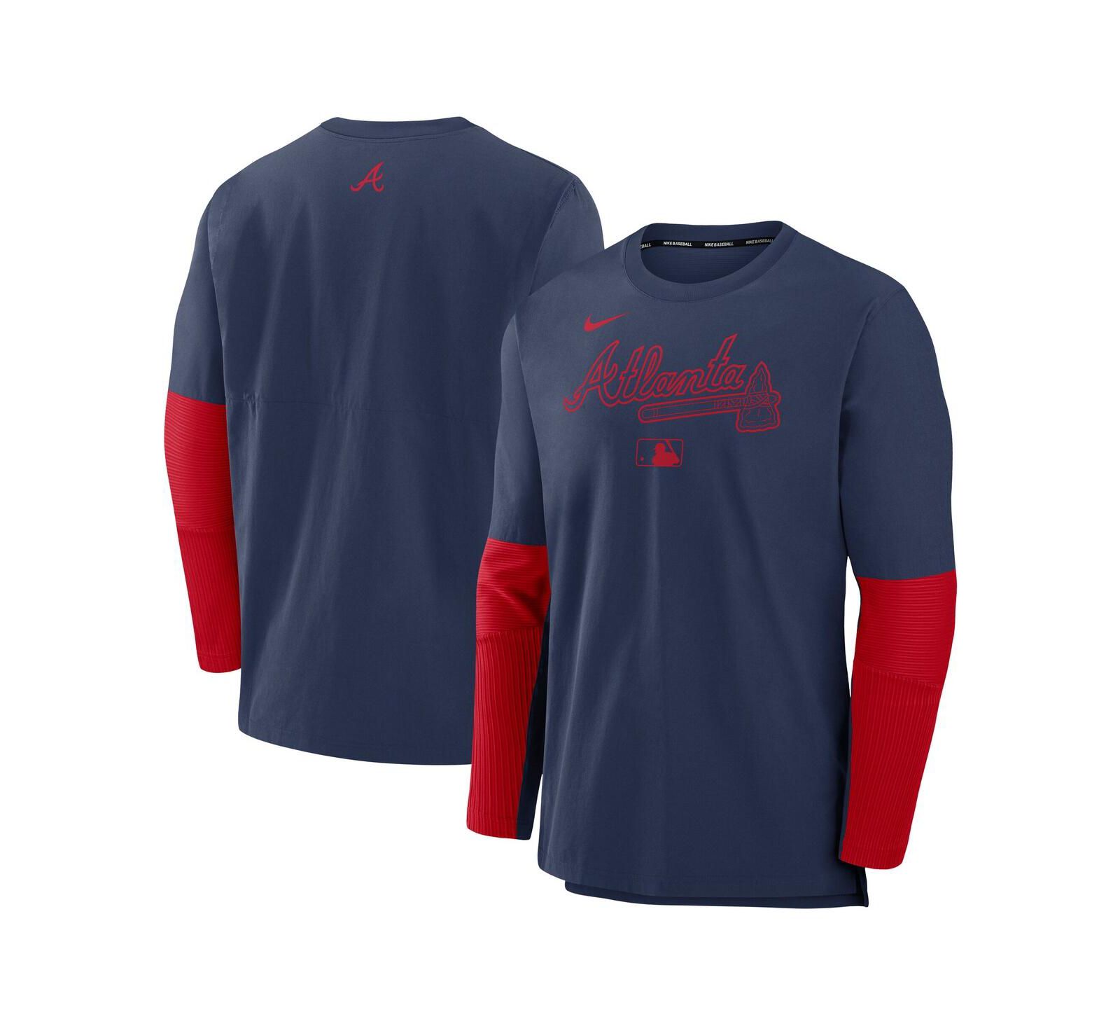 Мужской топ Nike Navy/Red Atlanta Braves Authentic Collection Player Lightweight Performance Long Sleeve