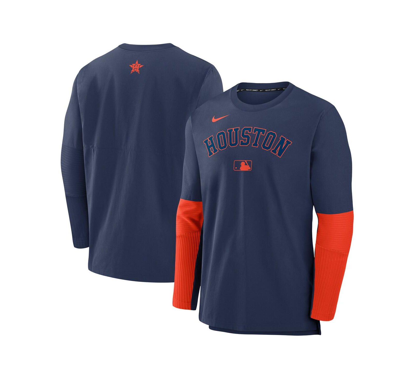 Nike Men's Navy/Orange Houston Astros Authentic Collection Player Lightweight Performance Long Sleeve Top