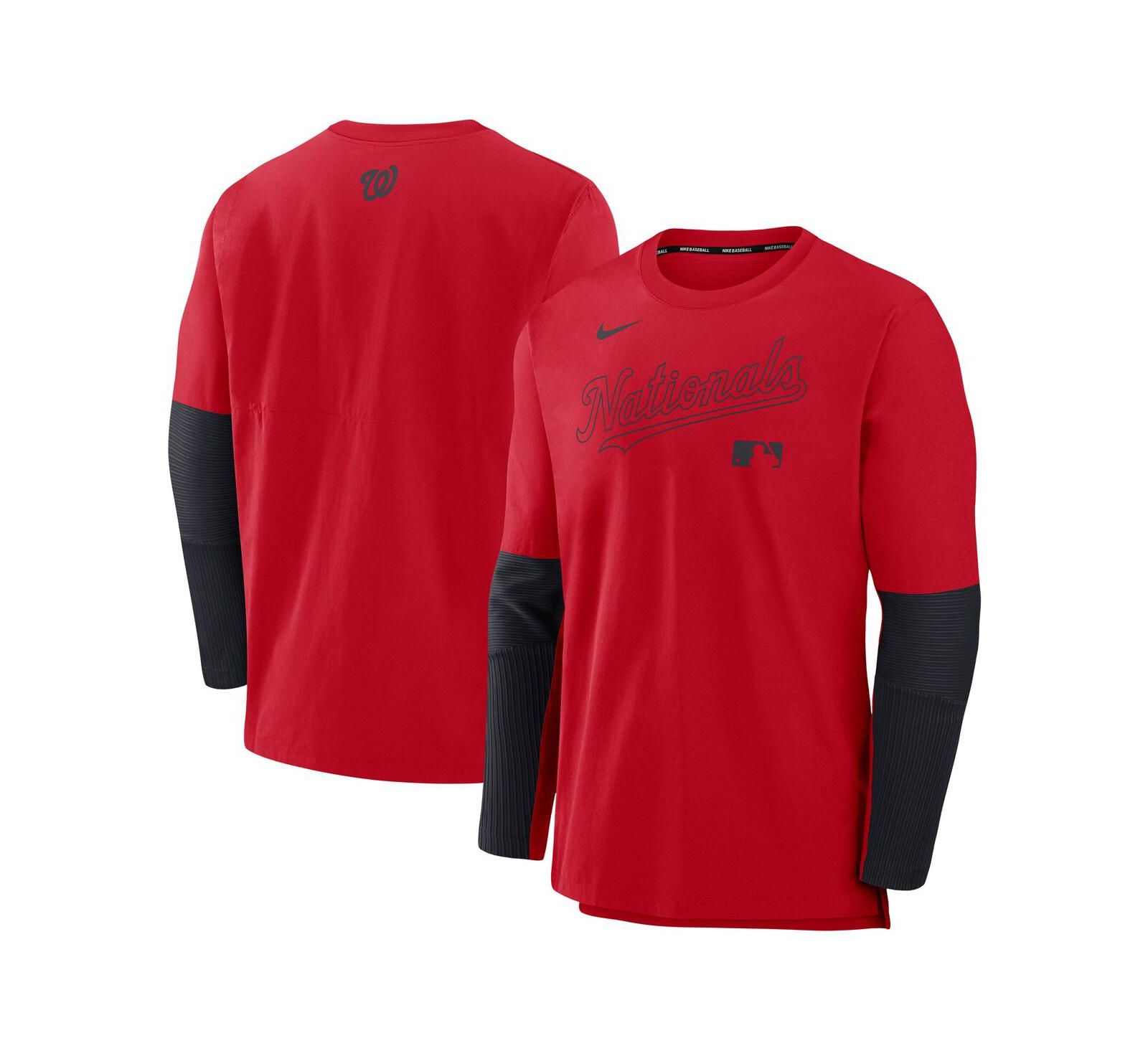 Nike Men's Red/Navy Washington Nationals Authentic Collection Player Lightweight Performance Long Sleeve T-Shirt