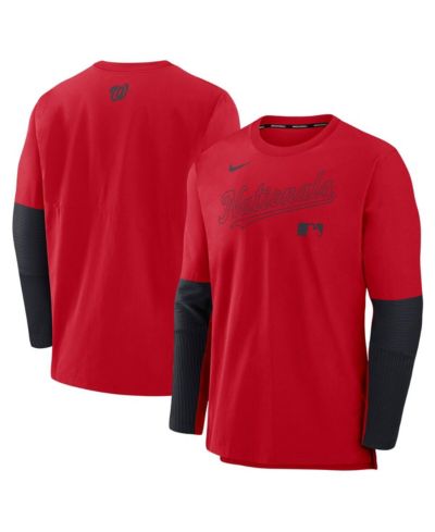 Nike Men's Red/Navy Washington Nationals Authentic Collection Player Lightweight Performance Long Sleeve T-Shirt