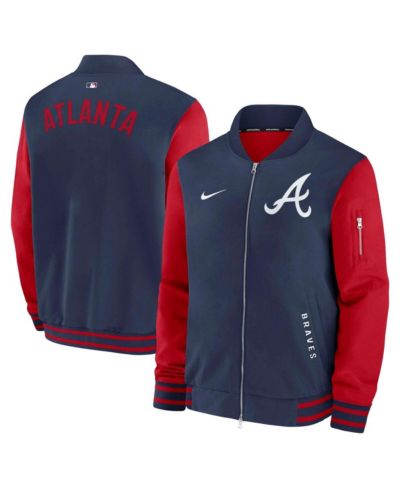 Nike Мужская бомбер-куртка Atlanta Braves Authentic Collection, темно-синяя/красная