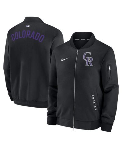 Nike Men's Black Colorado Rockies Authentic Collection Dugout Full-Zip Bomber Jacket