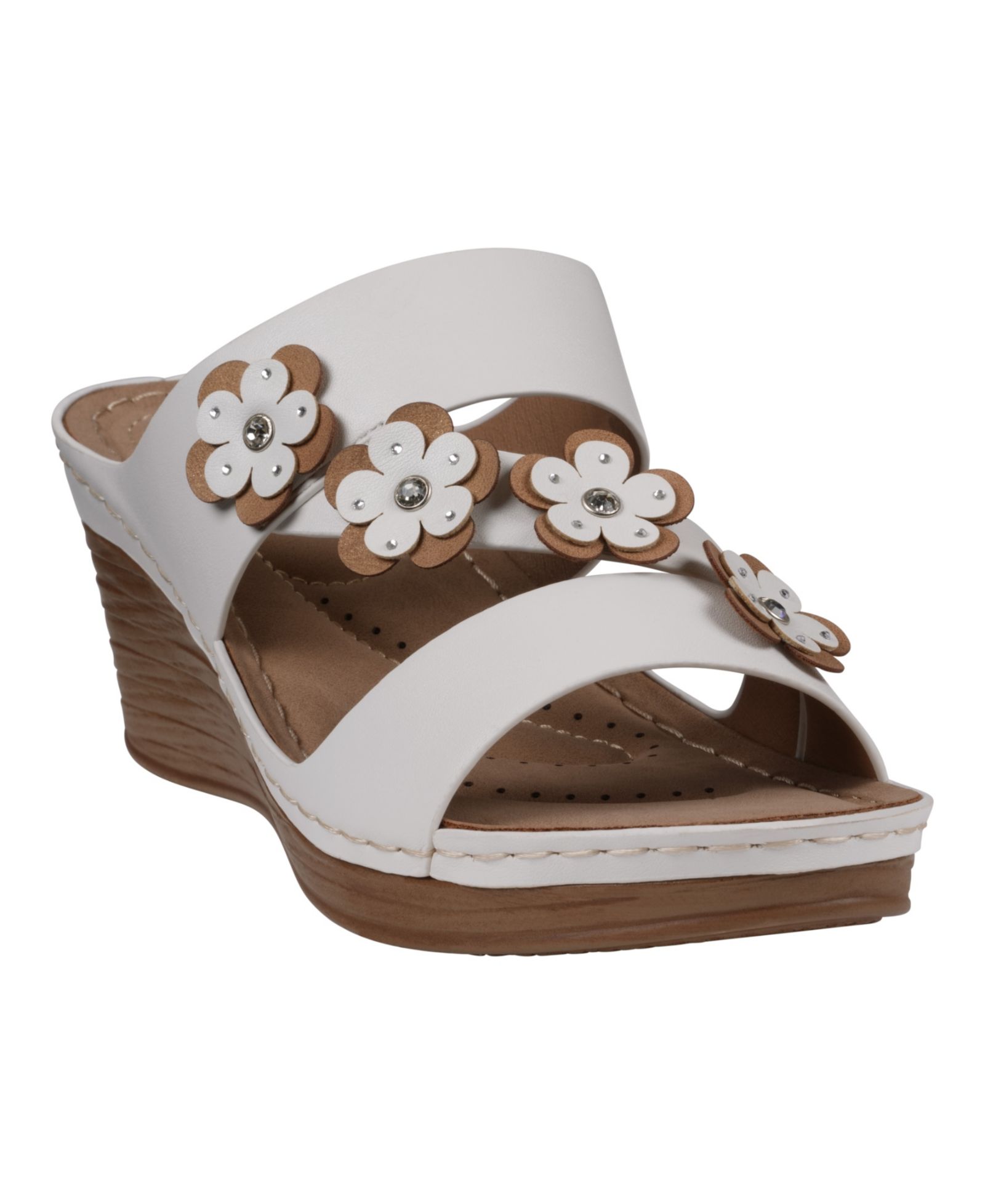 GC Shoes Women's Halia Floral Wedge Sandals