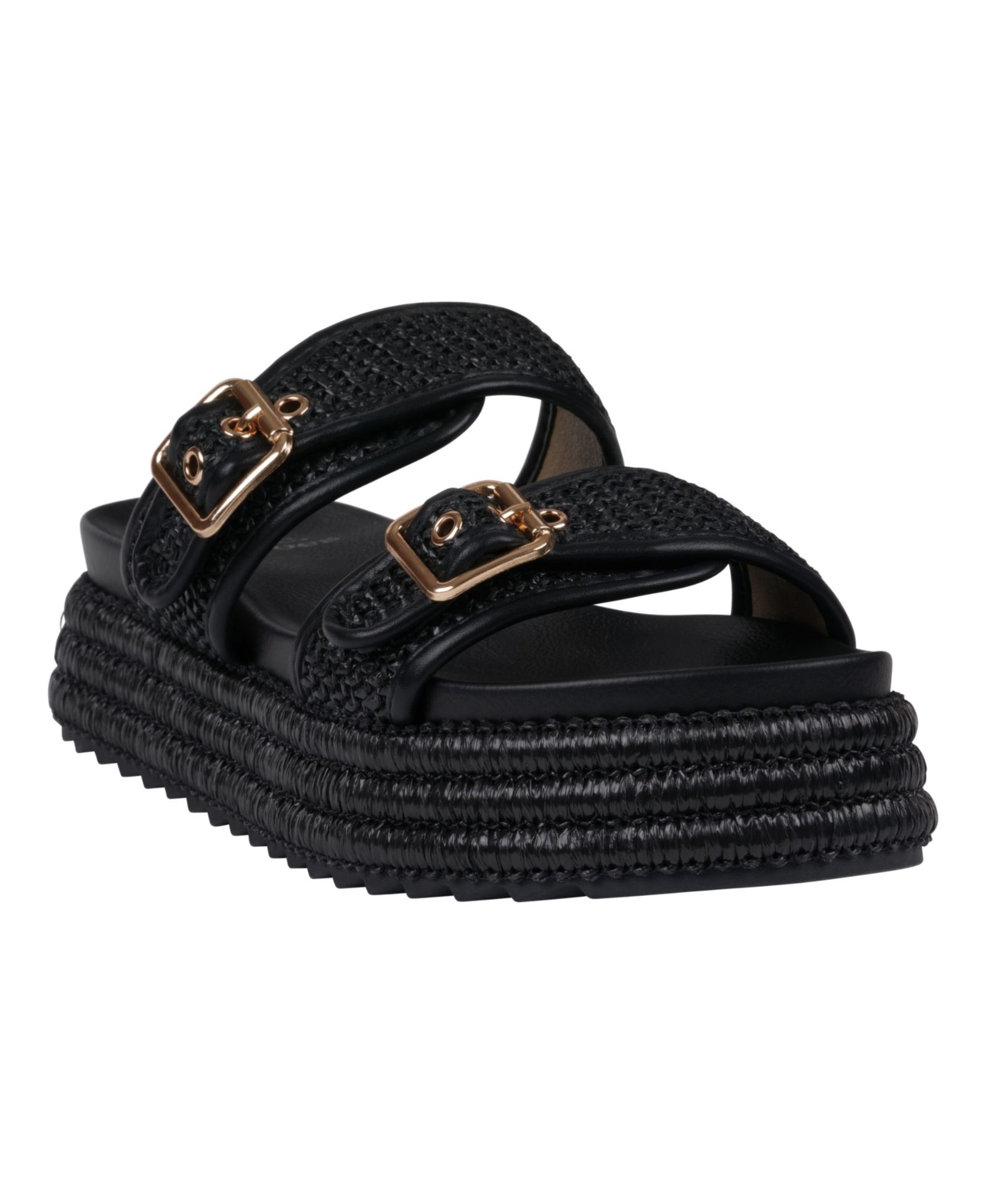 GC Shoes Women's Lorena Woven Double Band Slide Platform Sandals