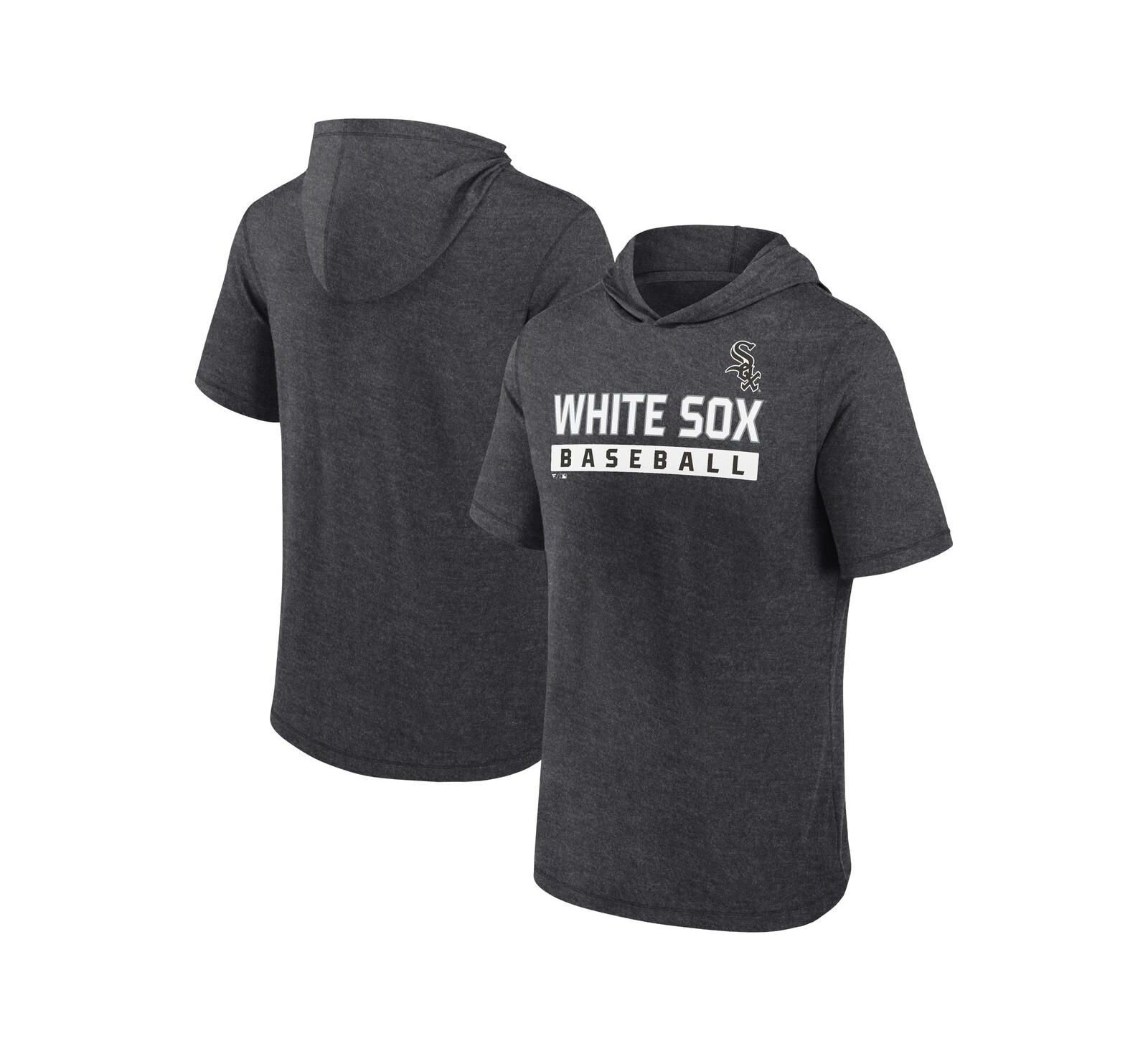 Мужское худи Fanatics Heather Charcoal Chicago White Sox Push Short Sleeve Pullover