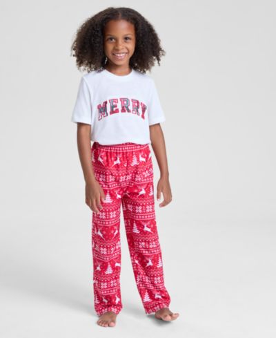 Holiday Lane Kids 2T-16 Deer Fair Isle Fleece Pajama Pants, Macy's Exclusive