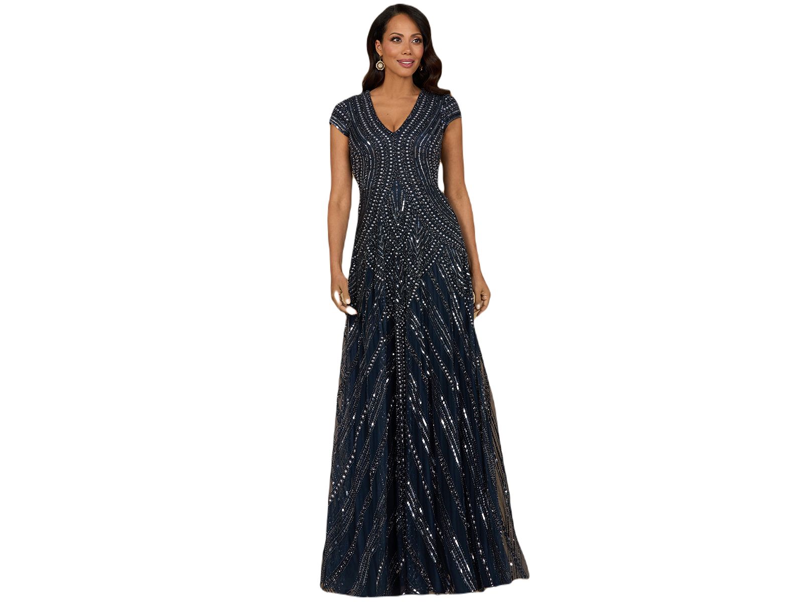 Женское вечернее платье Lara Cap Sleeve Beaded A-Line