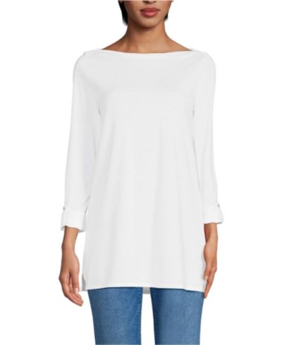 Lands' End Женская туника из хлопка Supima с рукавом 3/4