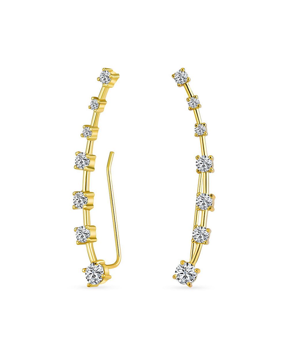 Bling Jewelry Graduated CZ Cimber Crawlers Cartilage Earring Gold Plated Sterling Silver