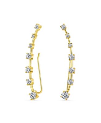 Bling Jewelry Graduated CZ Cimber Crawlers Cartilage Earring Gold Plated Sterling Silver