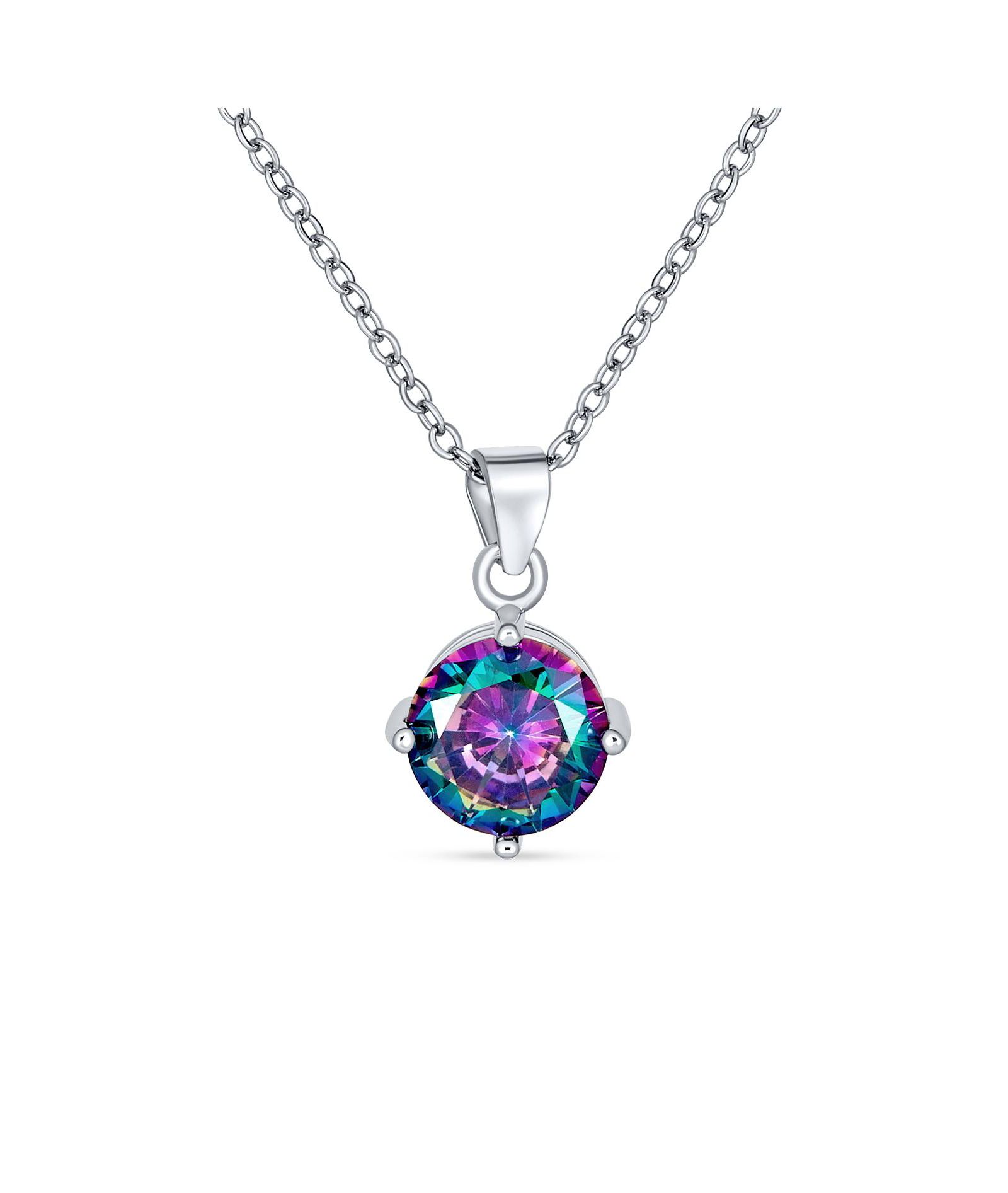 Кулон-подвеска Bling Jewelry с черным мистическим радужным солитером, .925 стерлинговое серебро