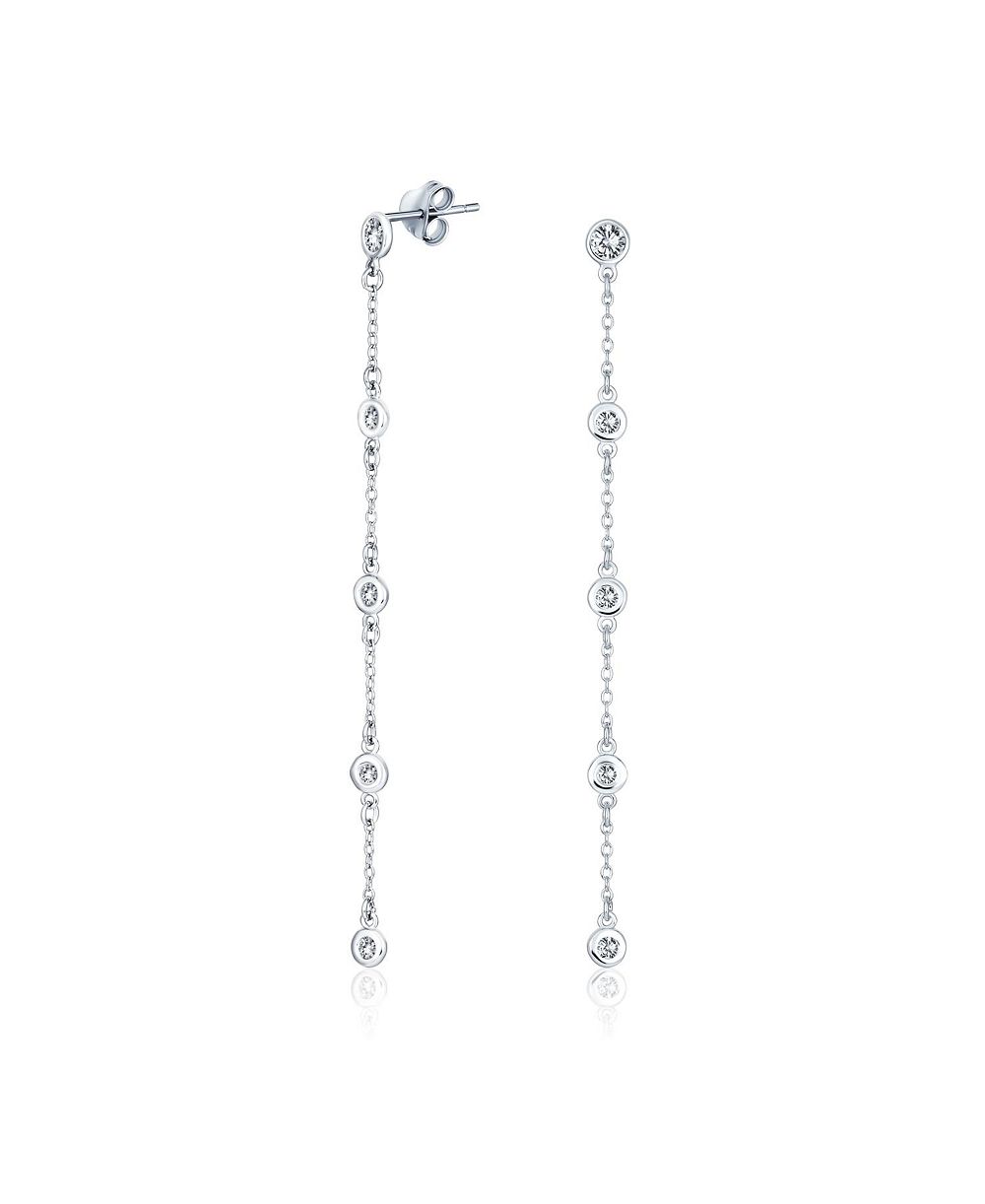 Классические длинные серьги Bling Jewelry с кубическим цирконием, позолота, серебро .925 пробы