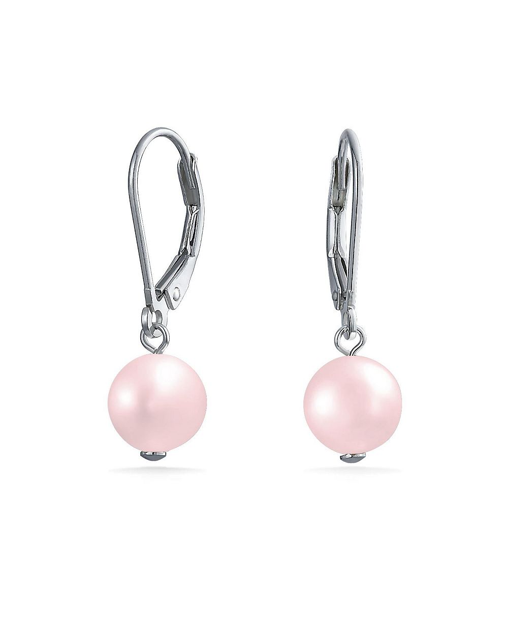 Серьги Bling Jewelry Classic Grey Round Freshwater Cultured Pearl Drop Dangle Bead Ball из стерлингового серебра 925
