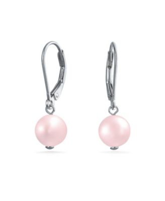 Bling Jewelry Classic Black Freshwater Pearl Drop Earrings Sterling Silver Leverback 1.1"