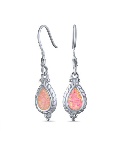 Bling Jewelry Vintage Style White Opal Teardrop Earrings .925 Sterling Silver Fish Hook