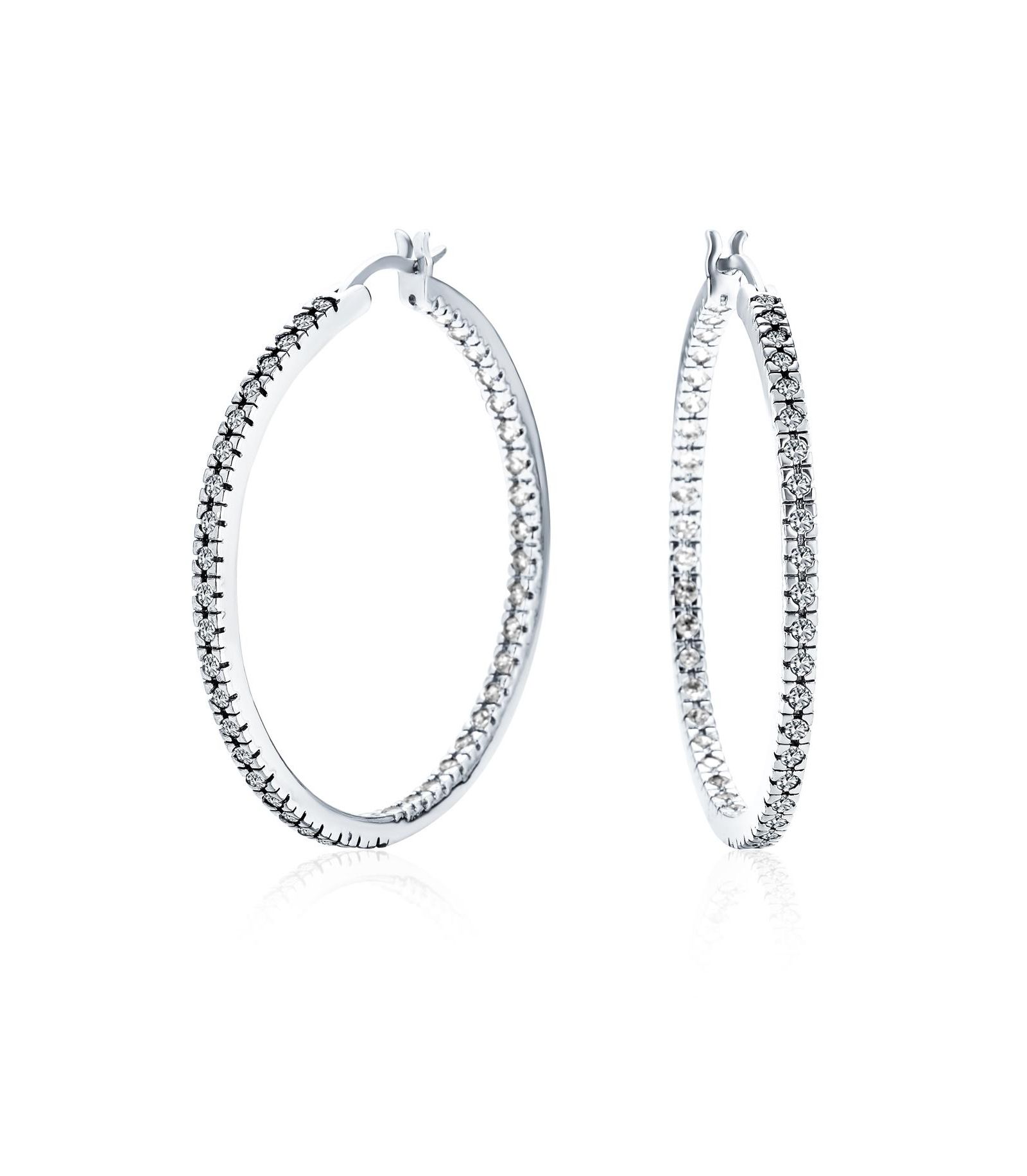 Серьги-кольца Bling Jewelry с фианитами Pave CZ