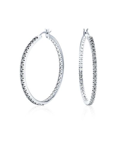 Серьги-кольца Bling Jewelry с фианитами Pave CZ