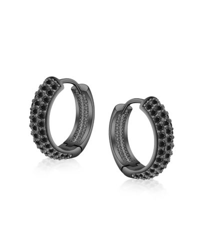 Коктейльные серьги-кольца Bling Jewelry с кубическим цирконием и черным позолоченным покрытием
