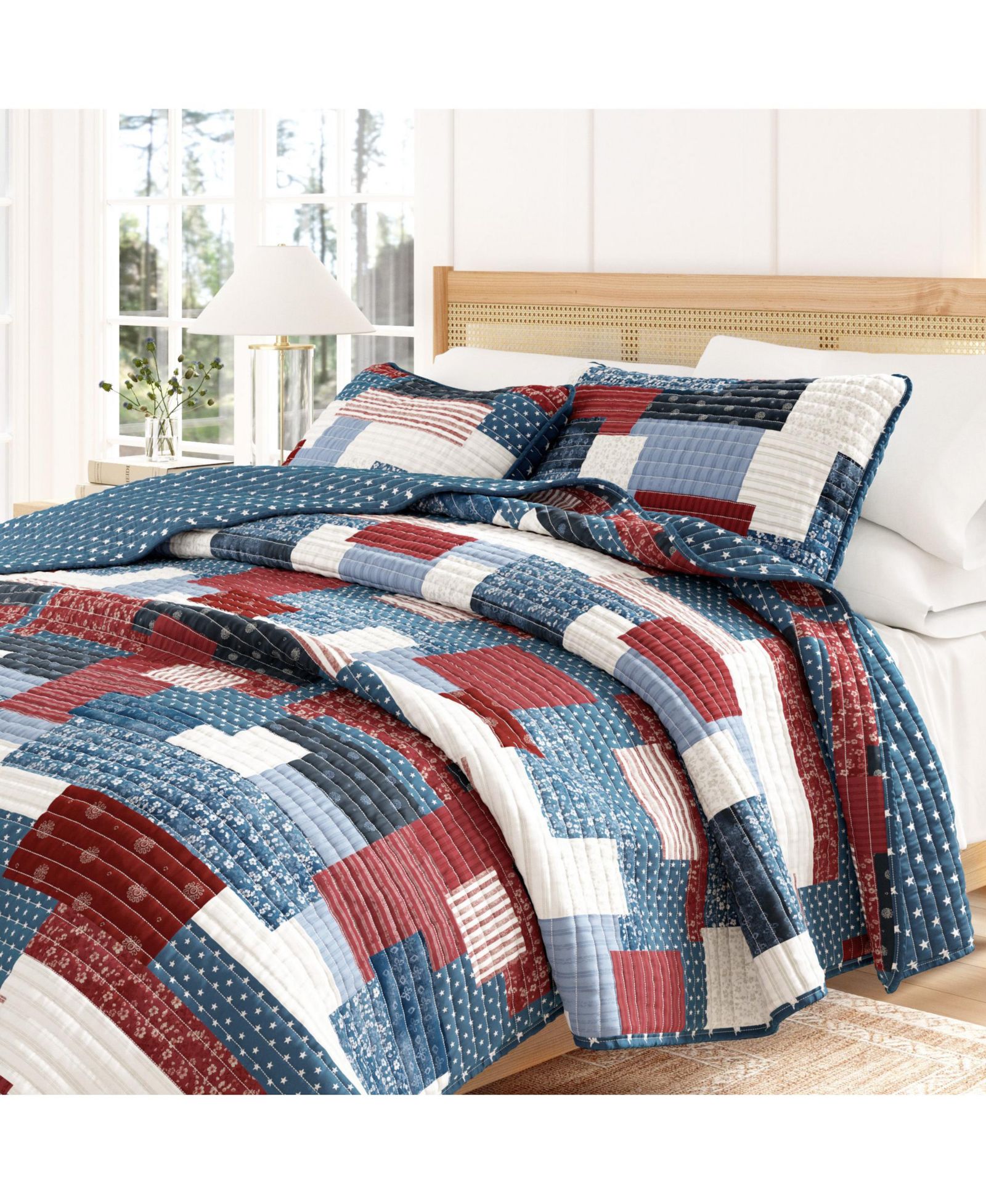 Linery and Co. Americana Stitched Quilt Set with Shams