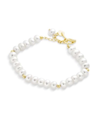 Bling Jewelry Timeless White Freshwater Button Pearl Bracelet Gold Plated Toggle Clasp 7"