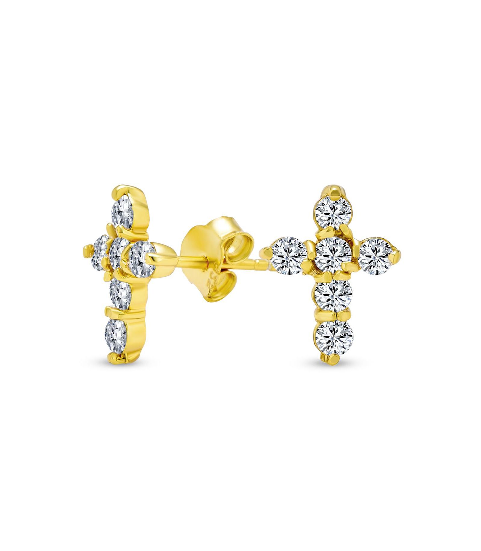 Bling Jewelry серьги-гвоздики Petite Religious CZ с позолотой из стерлингового серебра