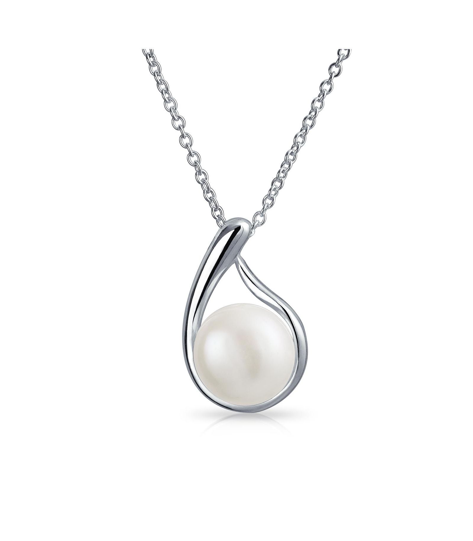 Подвеска ожерелье Bling Jewelry Timeless Round Freshwater Cultured Pearl Sterling