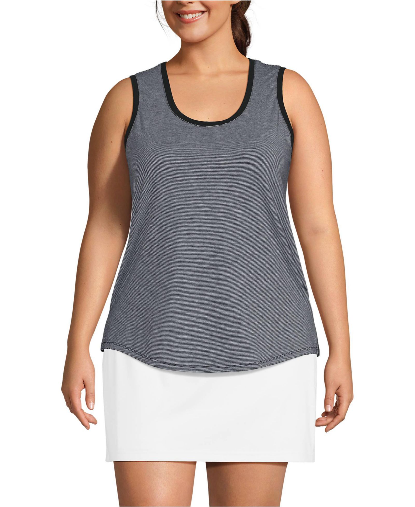 Женский топ Lands' End Plus Size Sleeveless Power Performance Scoop Neck Curved Hem Tunic Tank