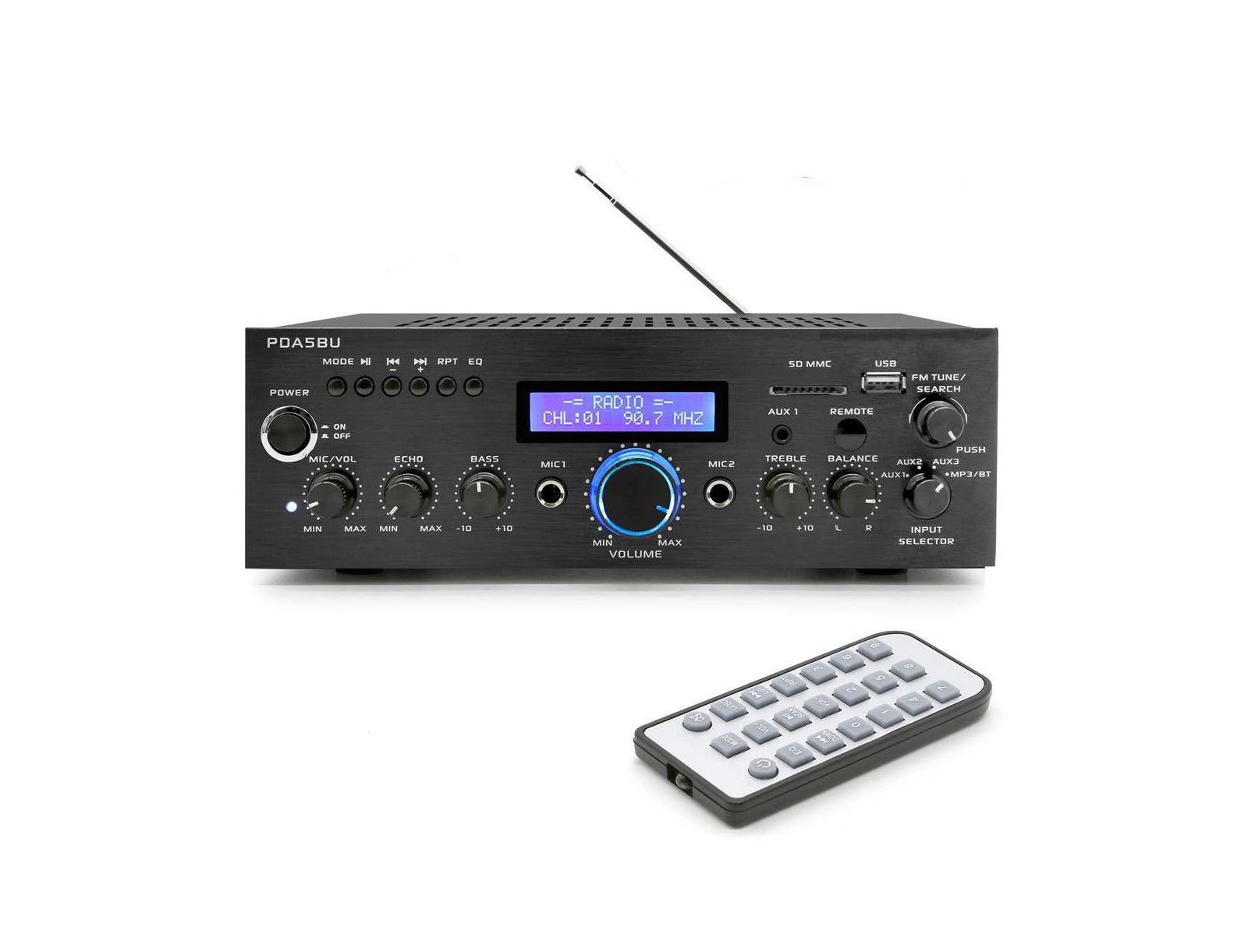 Стереоусилитель-ресивер Pyle Bluetooth с FM Radio & USB - PDA5BU