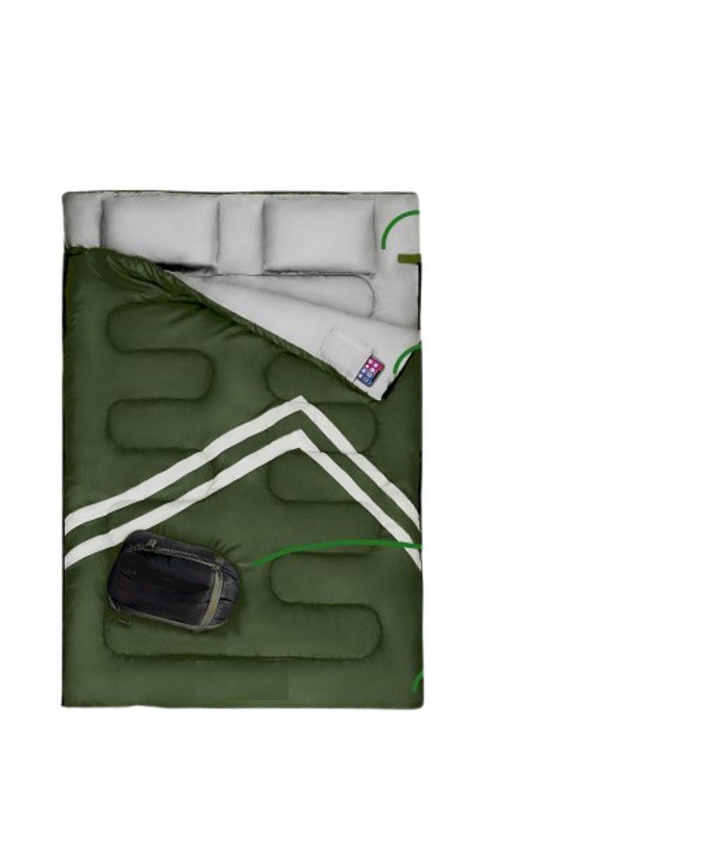 SereneLife Double Sleeping Bag with Two Pillows – Lightweight & Waterproof Sleeping Bag for Adults or Teens, Includes Carrying Bag