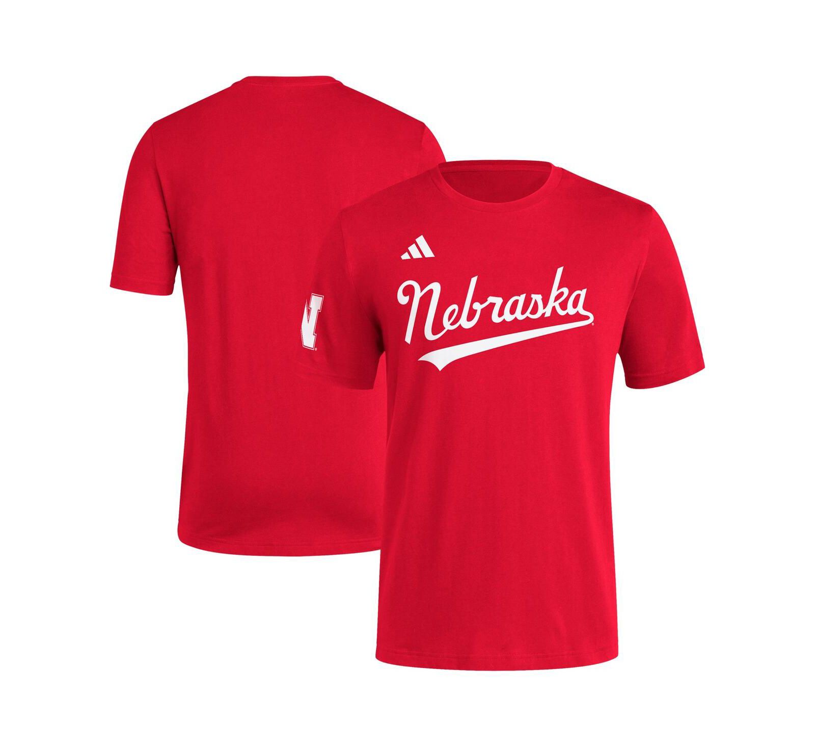 Adidas Men's Scarlet Nebraska Huskers Fresh Wordmark T-Shirt