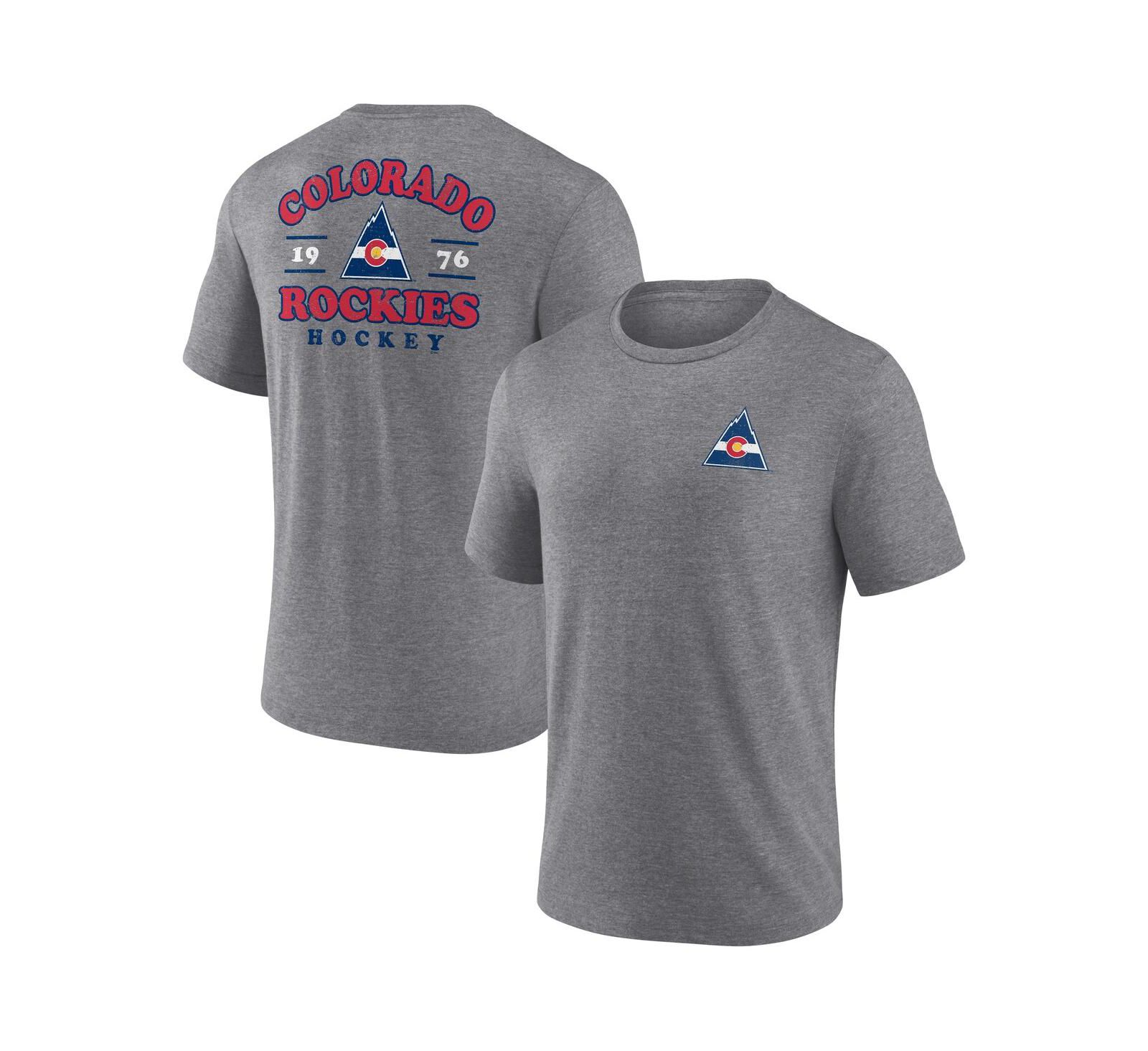 Мужская футболка Fanatics Heather Gray CO Rockies Vintage Hockey Winger Tri-Blend